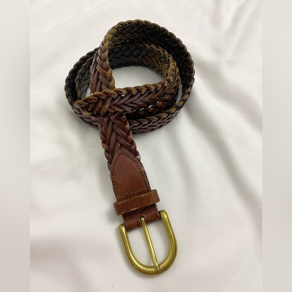 Leather Belt with Brass Buckle - Picture 4 of 4